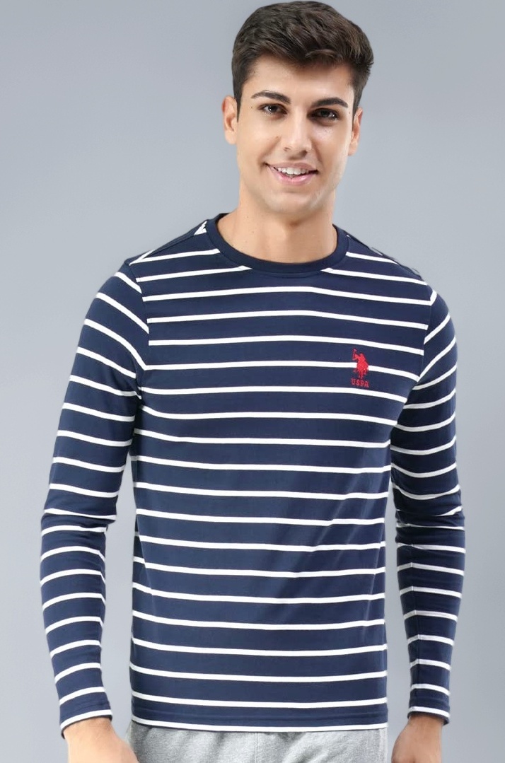 Men's Comfort Fit Stripe Cotton I689 Regular Fit T-Shirt - Pack of 1