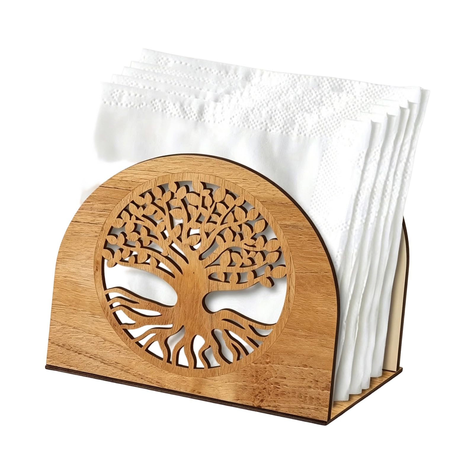 Oxxggkao Unique Shaped Napkin Dispenser Wood Restaurant Tissue Container Space Saving Tissue Holder for Party and Daily Use Holiday Themed Box