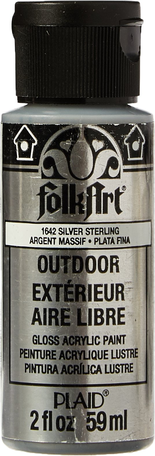 Folkart Outdoor Brush On Met. Silver Sterling 2oz Acrylic Paint