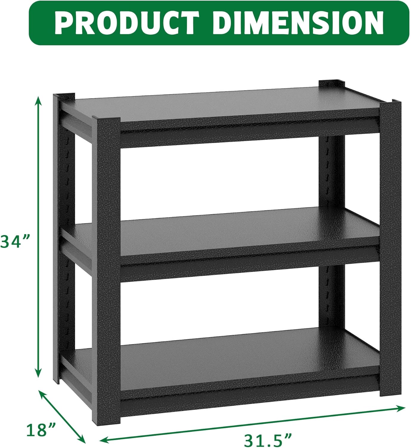 40-50 Gallon Aquarium Stand - Heavy Duty Metal Fish Tank Stand with 3-Tier Adjustable Storage Shelf, 660 lbs Capacity (Black, 31.5" L x 18" W x 34" H)