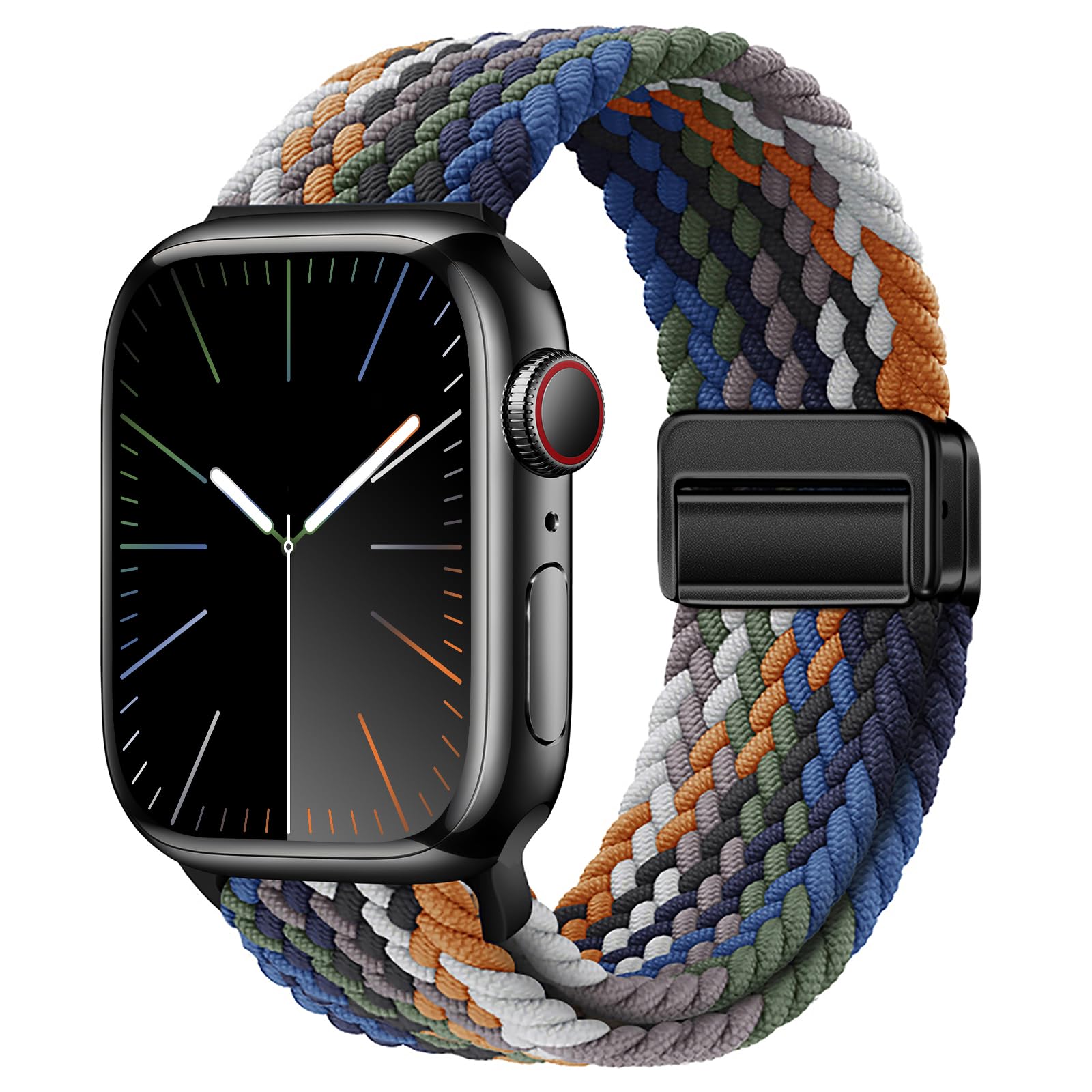 Compatible with Apple Watch Strap 49mm 46mm 45mm 44mm, Elasticated Magnetic Nylon Strap Band for IWatch Series 10/9/8/7/6/5/4/SE/SE 2/Ultra 3/2 Men Camo