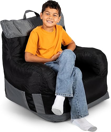 Miniatura 126 de Big Joe Roma - Puf para niños, sherpa de avena y rosa del desierto, gamuza vegana, 2 pies, ligero, recargable, asiento para niños Avena/Rosa del