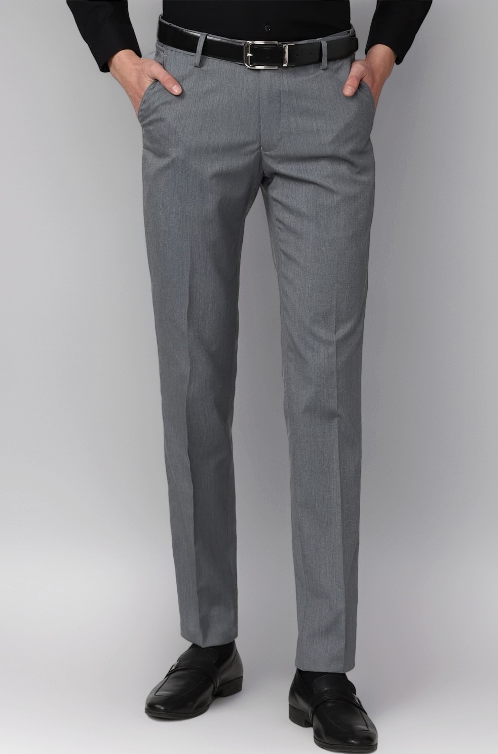 Men's Slim Fit Mid Rise Solid Formal Trouser