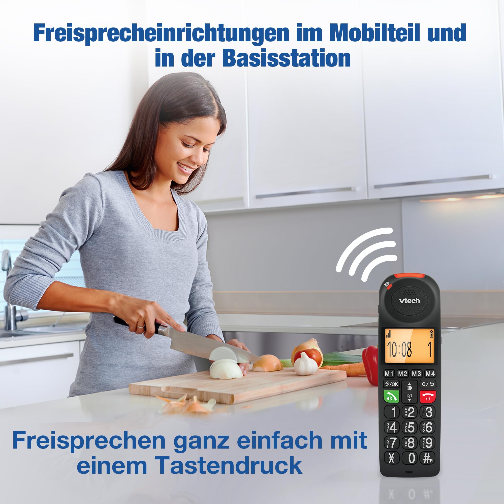 VTech Schnurgeb./Schnurloses Telefon, Digit. Anrufbeantworter, 8 Foto-Direktwahltasten, große Tasten/Display, hörgerätekompatibel, Lautstärkenregler, Opt. Rufanzeige, Anrufblocker | CL6550
