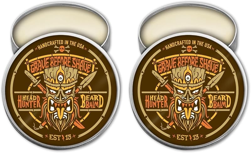 Grave Before Shave™ Head Hunter Bálsamo para Barba, aroma tropical de verão, 57 g, pacote com 2