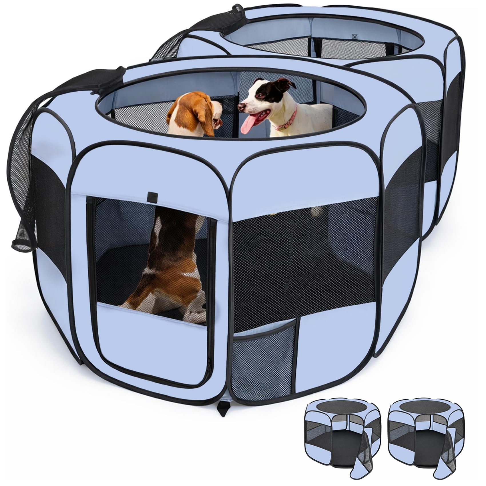 2-in-1 XLarge Cat Playpen, Detachable into 2 Separate Playpens with Additional 2 Doors, Portable Dog Playpen Cat Tent Enclosure for Kitten and Puppy Indoor Outdoor Use(L, 90"x45"x28"H)