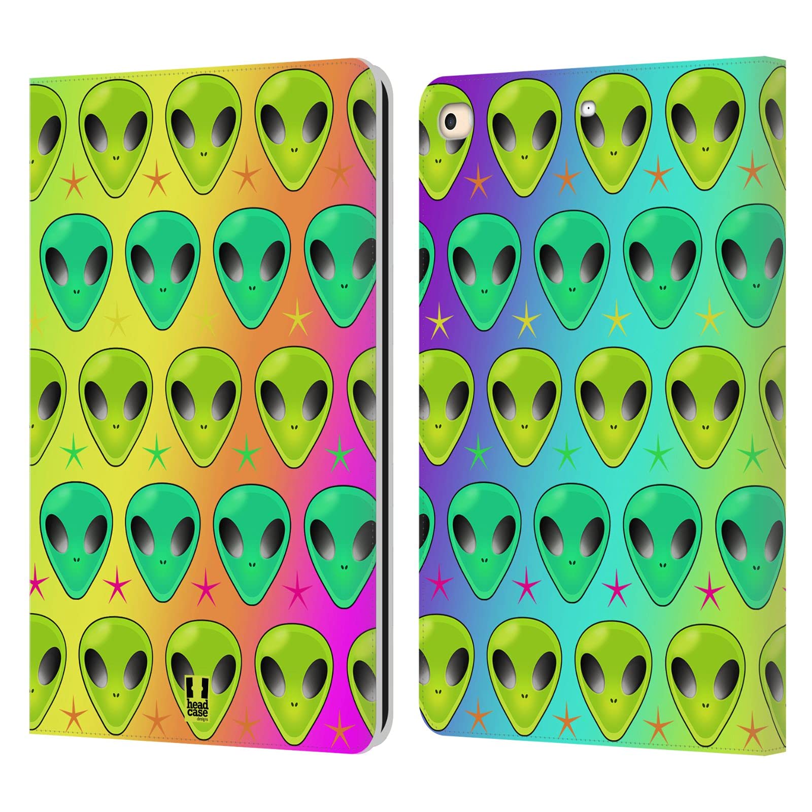 Housse Cuir iPad 9.7 Multi-Position Motif Aliens Arc-en-Ciel Head Case - 7