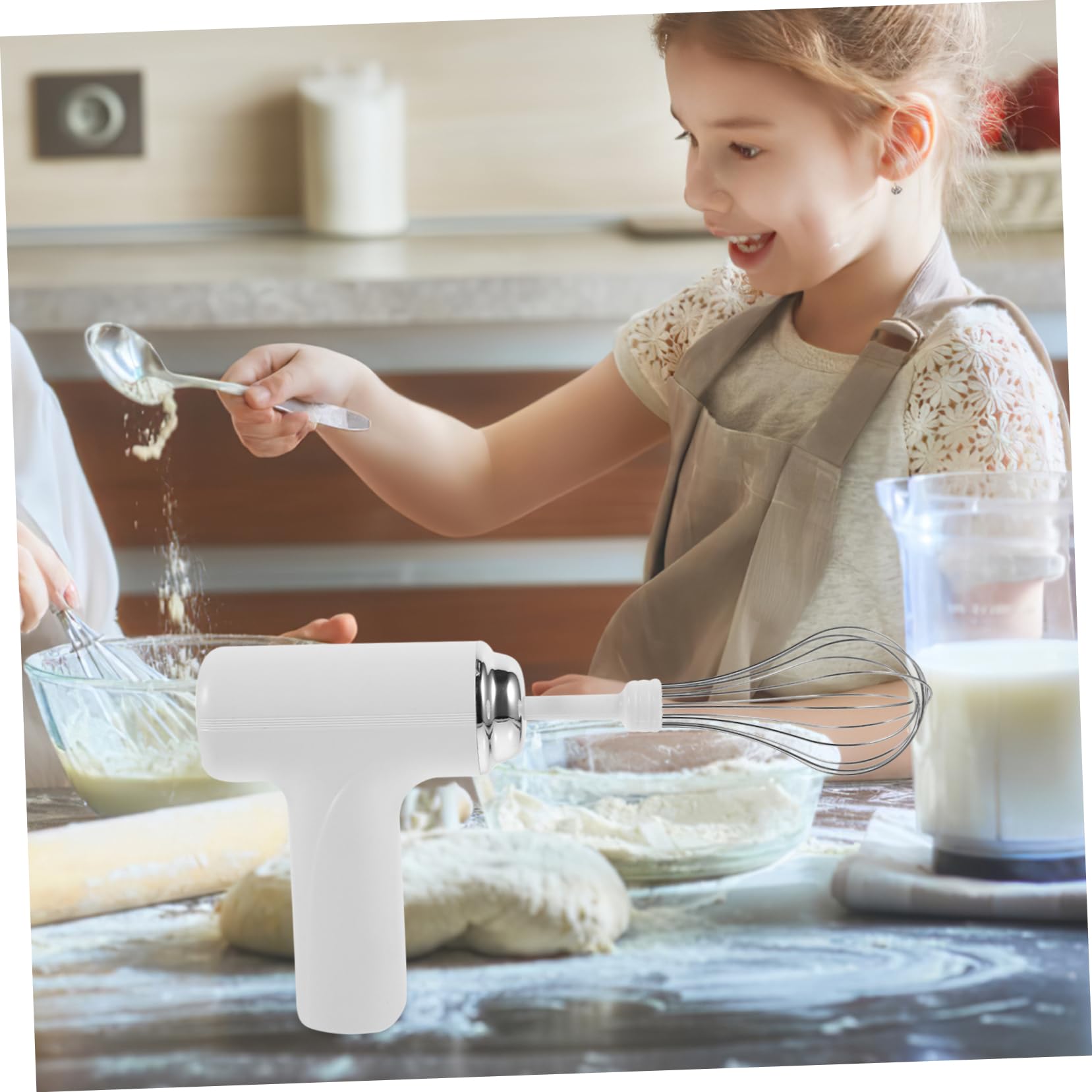 BEBEMOKO Rechargeable Egg Beater Hand Mixer Cordless Electric Stainless Steel Kitchen Tool