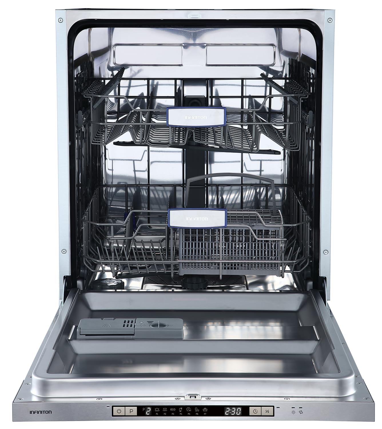 INFINITON Lavavajillas Integrable DIW-BB606, E, 7 Programas, Media Carga, Display, Easy Play,Inox