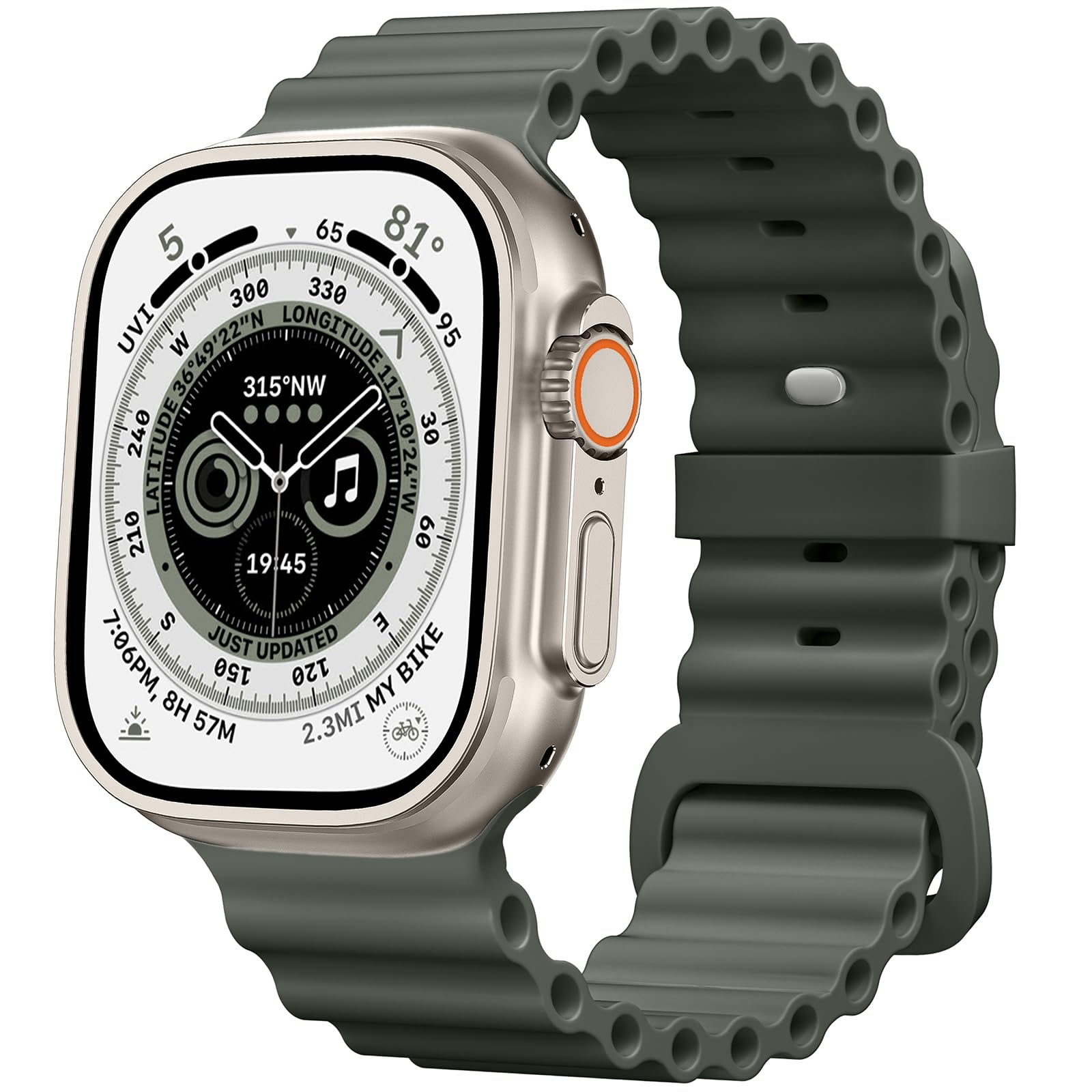 Upeak Ocean Band Compatible with Apple Watch Ultra 2 Strap 49mm 45mm 44mm 42mm Men Women, Soft Silicone Band Sport Rugged Smartwatch Replacement for Apple Watch Ultra Strap/ Series 9 8 7 6 5 4 3 2 SE