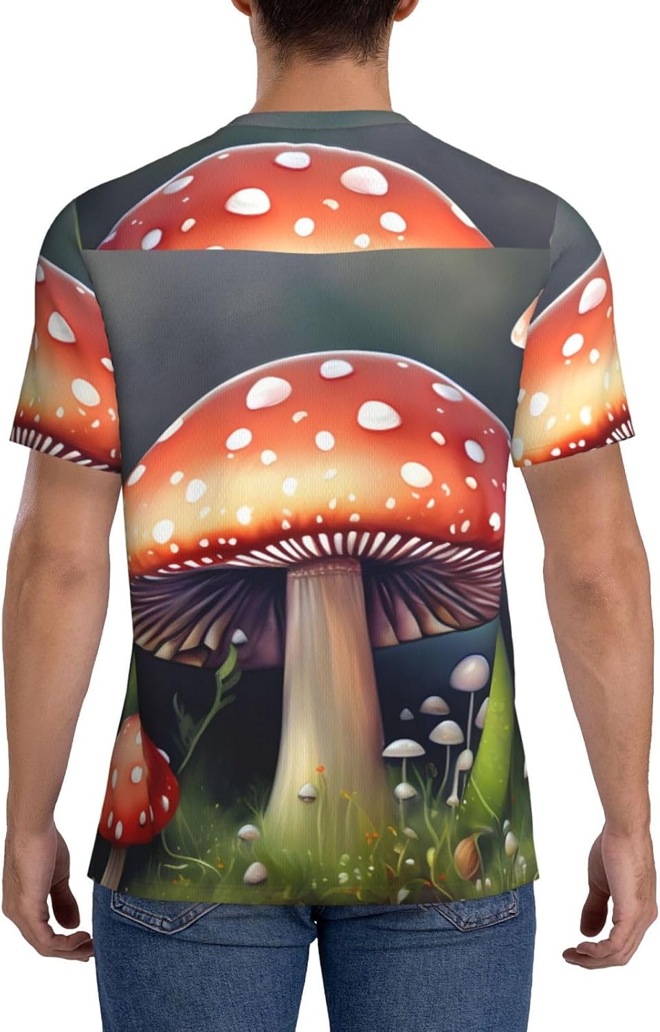 Painting Mushroom Rugby Football Jersey for Men, Comfortable V-Neck Loose Fit Top for Team Sports Athletics