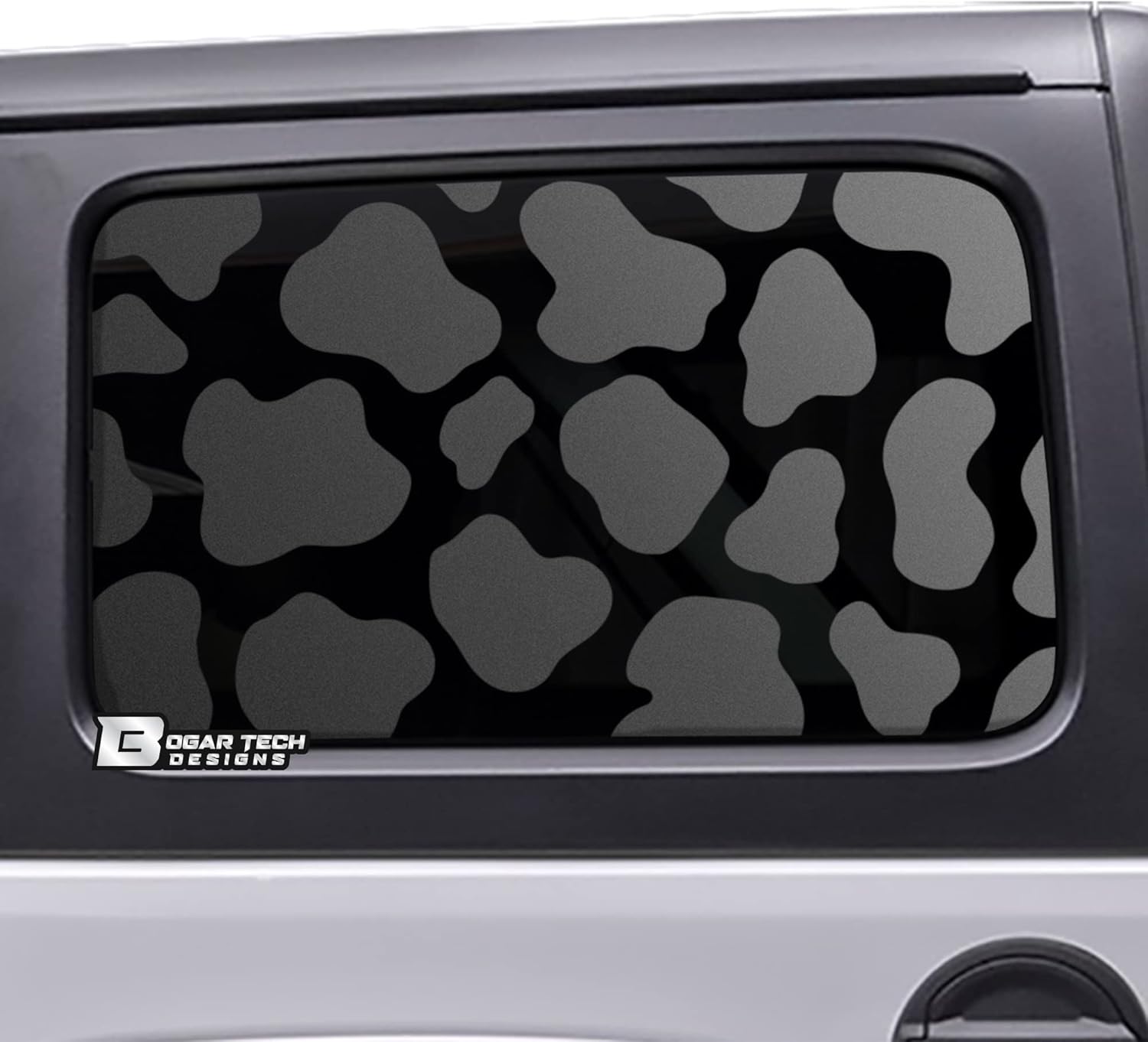 BOGAR TECH DESIGNS Precut Cow Rear Side Quarter Window Decal Stickers Compatible with The 4 Door Jeep Wrangler JLU 2018-2025, Matte Black