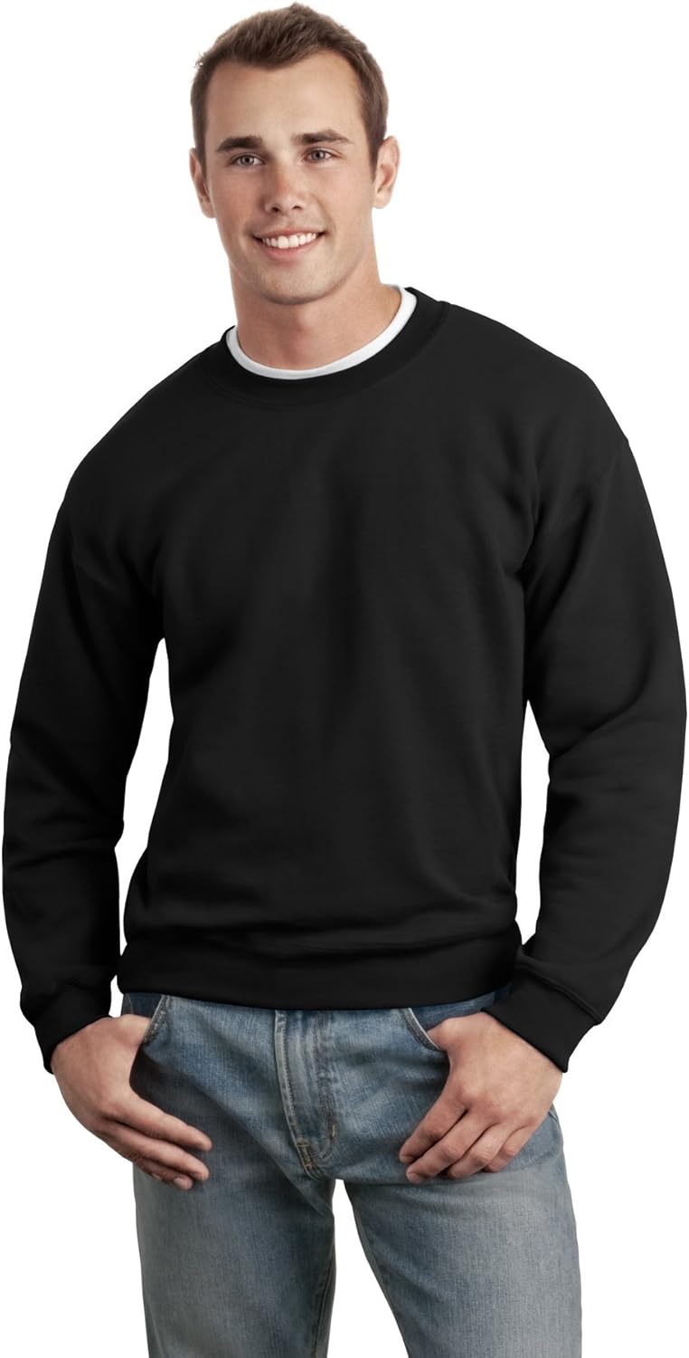 9.3 oz. 50/50 Fleece Crew (G120) Black, M (Pack of 12)