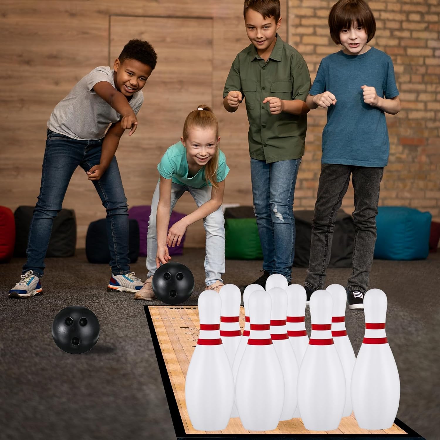 Mini Bowling Set, Bowling Alley Games Toys,Indoor & Outdoor Home Bowling Set,Bowling Pins & Ball Set ，10 pins, 2 Balls for Kid Age 3+ & Adult – Fun outdoor bowling for Backyard, Lawn, Party Games