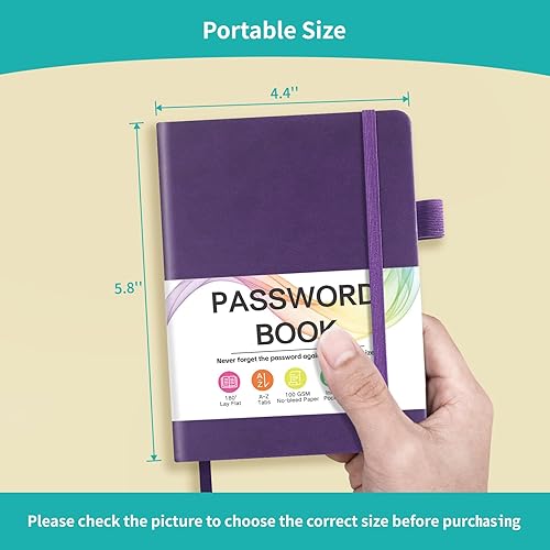 Miniatura 6 de Libro de contraseñas con pestañas alfabéticas, pequeño guardián de contraseñas con páginas a color, organizador de cuadernos de contraseñas para