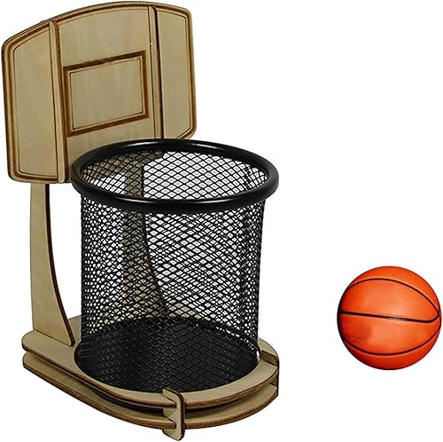 Miniatura 4 de Walbest Soporte creativo de baloncesto para lápices, soporte de madera para escritorio, organizador de bolígrafos para escritorio, taza de lápices