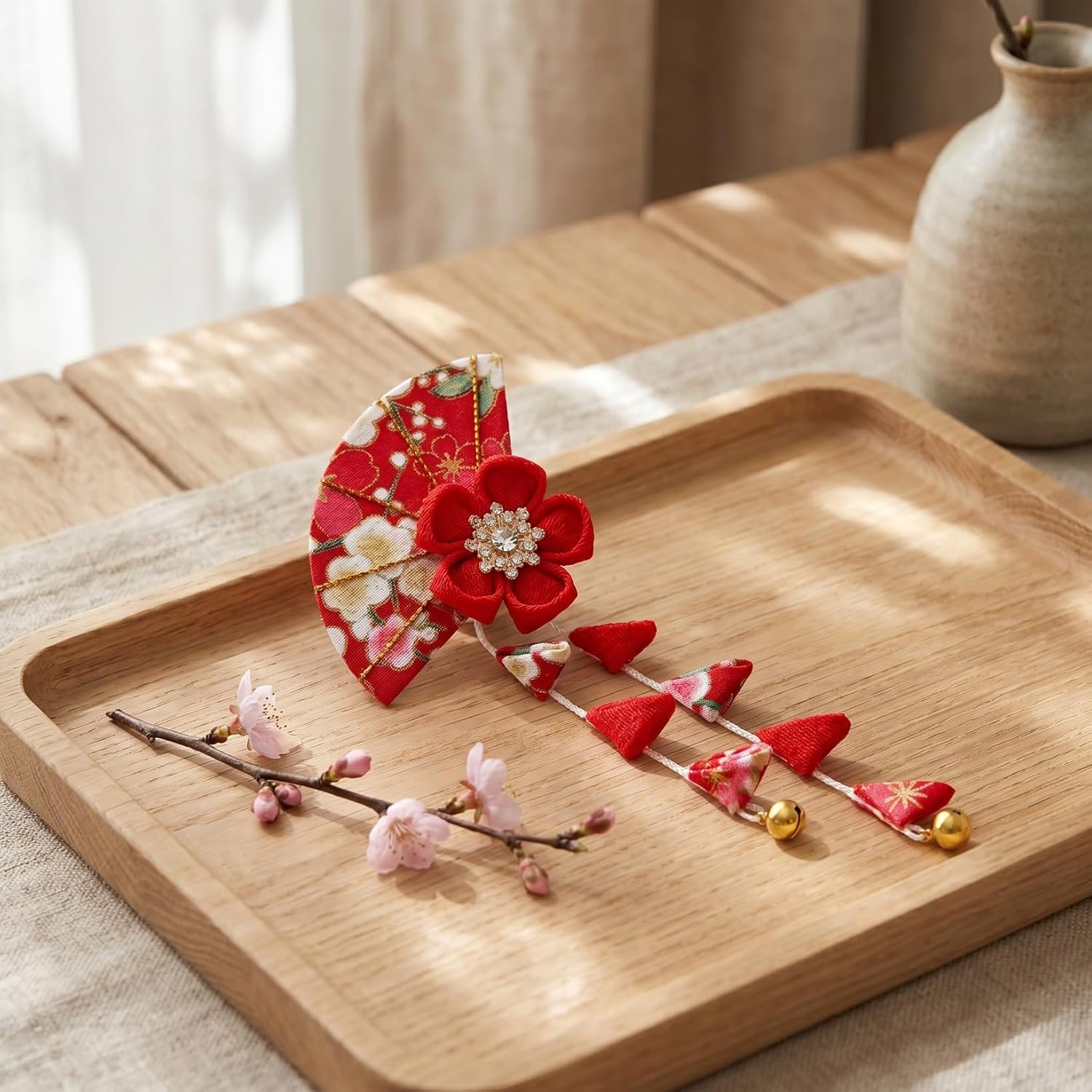 Japanese Kimono Hair Accessories Tassel Kanzashi Hair Clip Lightweight Floral Ornament for Women Traditional Style image 4