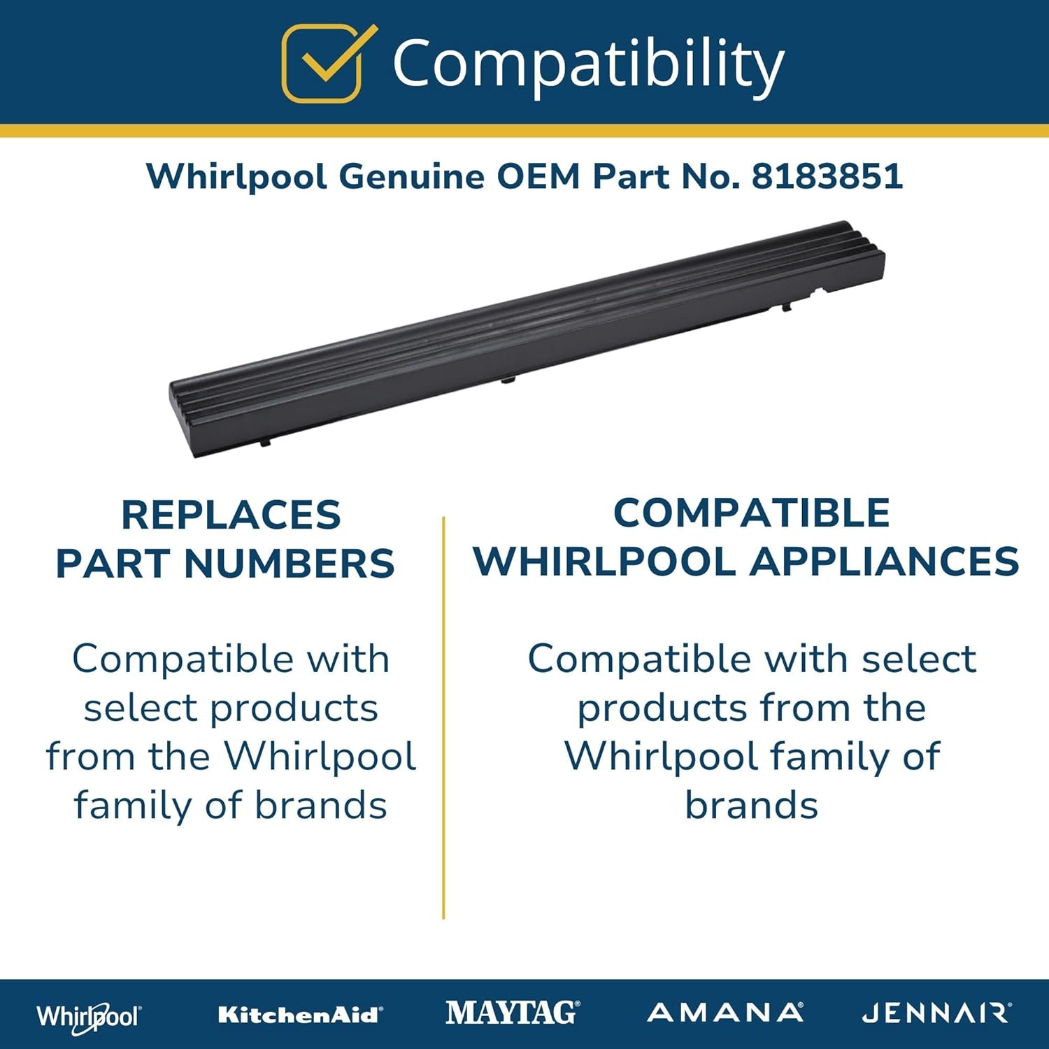 Whirlpool 8183851 Genuine OEM Microwave Vent Grill, Black Replacement Part