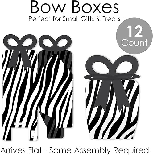 Miniatura 6 de Big Dot of Happiness Cajas de regalo cuadradas con estampado de cebra, cajas de lazo para fiesta de safari, juego de 12
