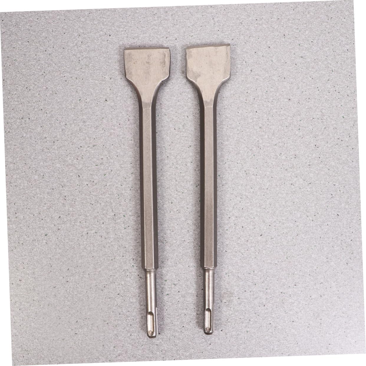 Lot De 2 Burins Plats Élargis Hexagonaux Pour Marteau-perforateur Électrique, Ciseau Plat 14 x 250 x 40 Mm, Acier Traité Peinture, Usage Murs Ciment Brique Pierre