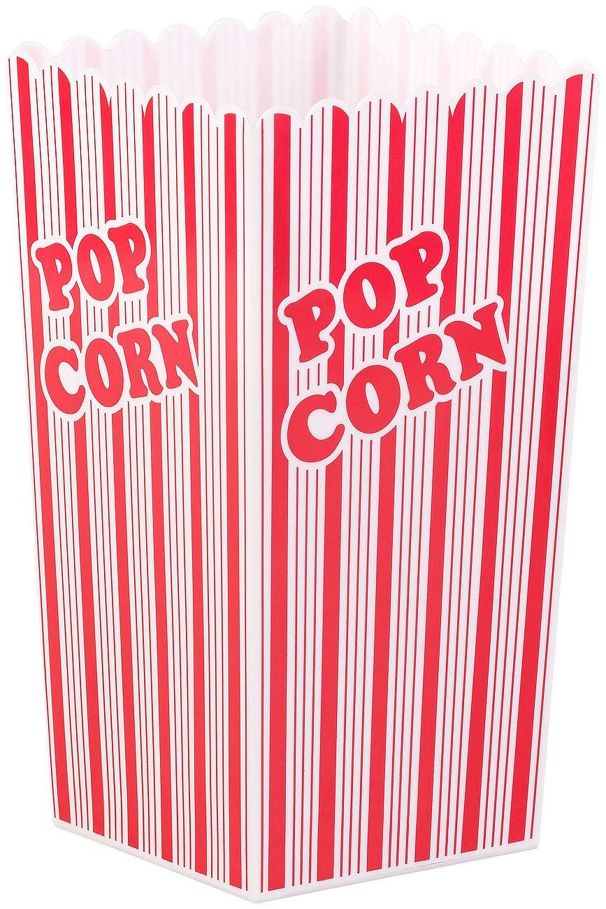infactory Popcorneimer: 12er-Set Wiederverwendbare Popcorn-Boxen, 2 Liter, rot-weiß gestreift (Popcorn Schüssel Plastik, Becher Plastik, Box)