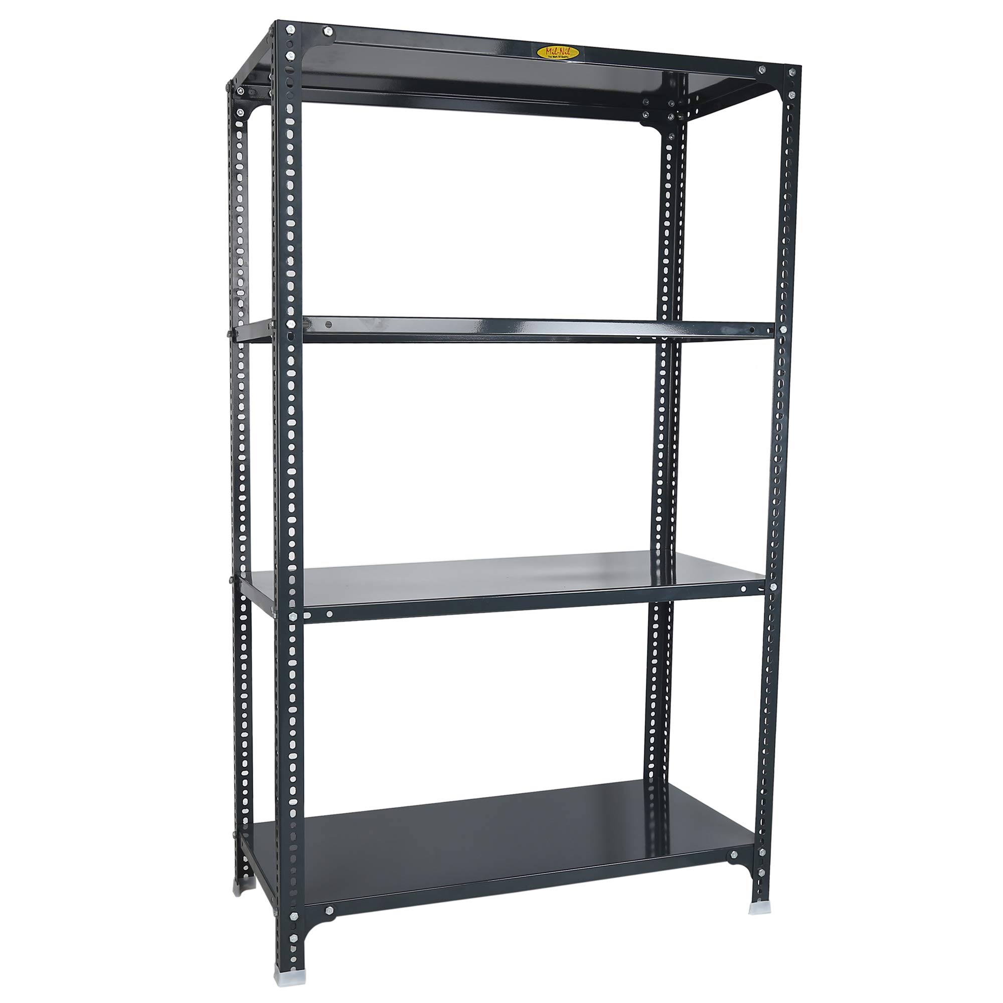 Mil-Nil Prime CRC Sheet 4 Shelf Multipurpose Slotted Angle Rack, 60 x 36 x 18 Inch, 22 Gauge (Grey) 16 Gauge Angles-image-49