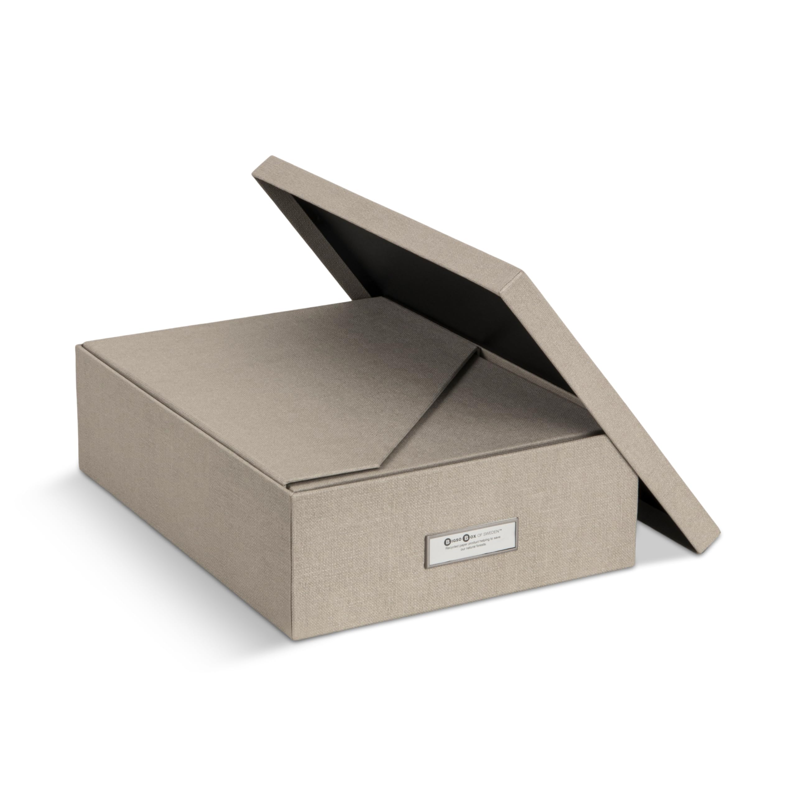 BIGSO HOLGER 5-teiliges Schreibtisch Set – Ordnungssystem mit 2 Stehsammlern, 2 Briefablagen und einer Box – Organizer aus Faserplatte und Papier in Leinenoptik – beige