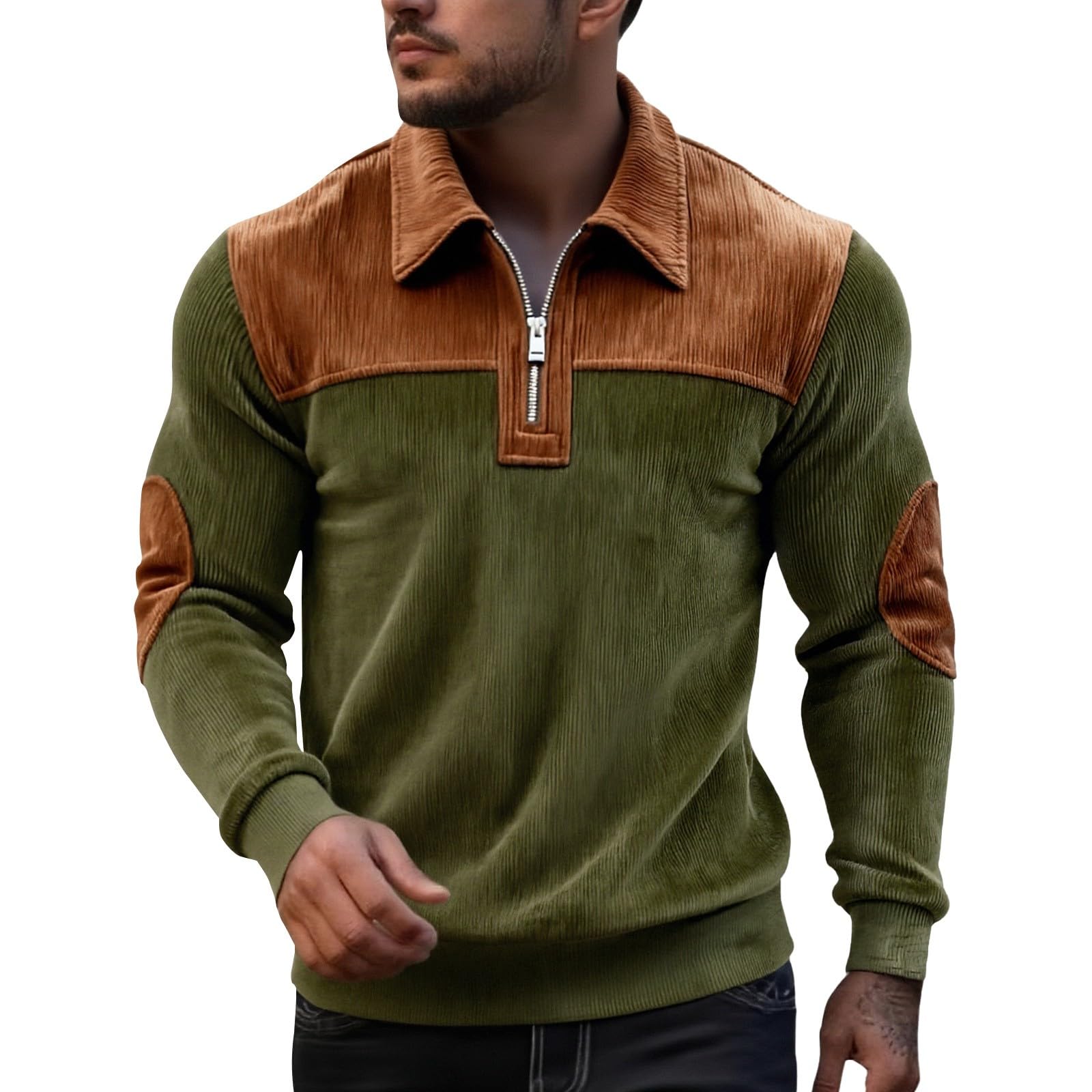 Sweatshirt Herren Ohne Kapuze Mit Reißverschluss Rippenstoff Pullover
