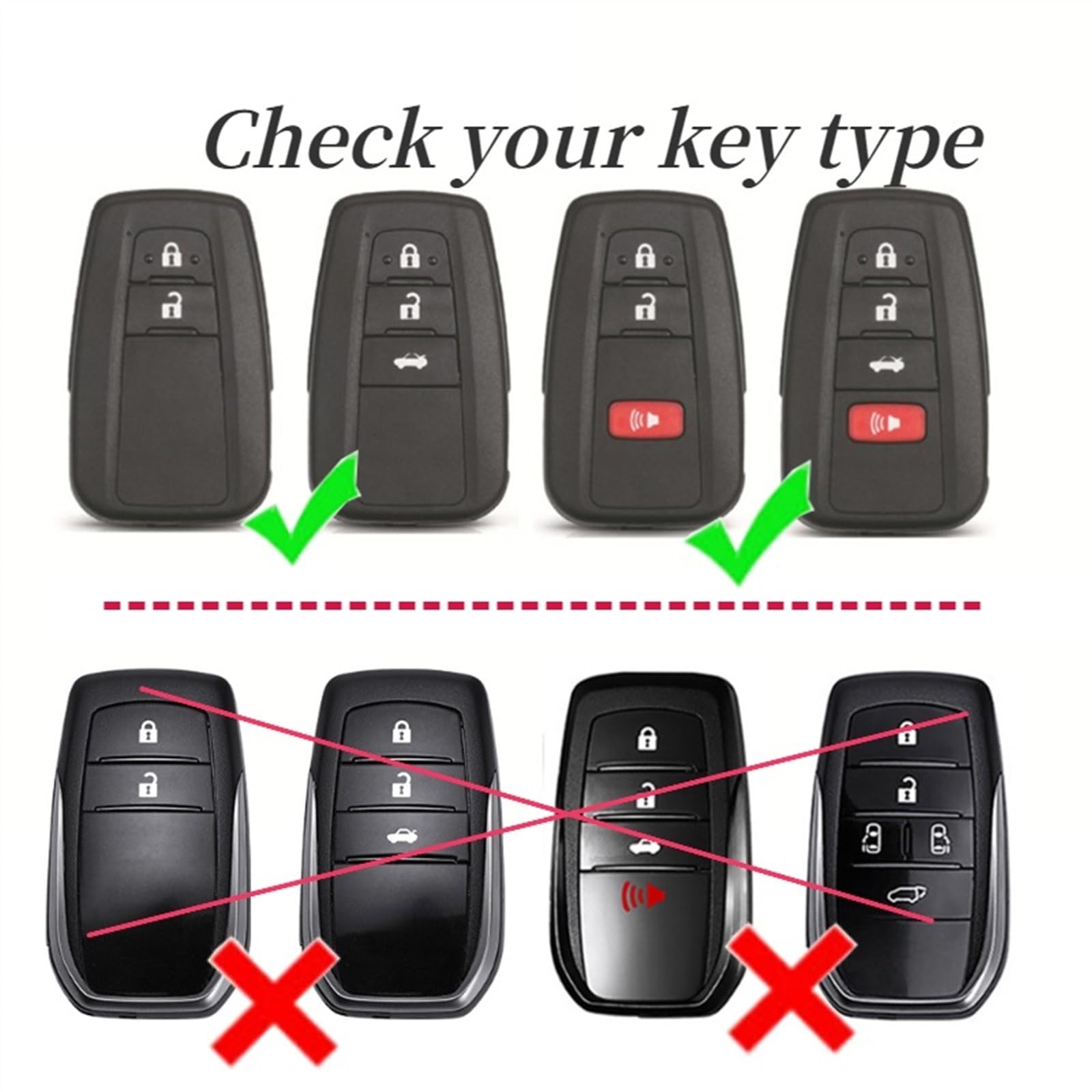 Custodia Protettiva per Chiavi Auto Custodia per Chiave Telecomando Auto Compatibile con To&Yo&Ta Prius Camry Corolla CHR C-HR RAV4 Land Cruiser Prado 2 3 4 Pulsanti(Black 1 PC)