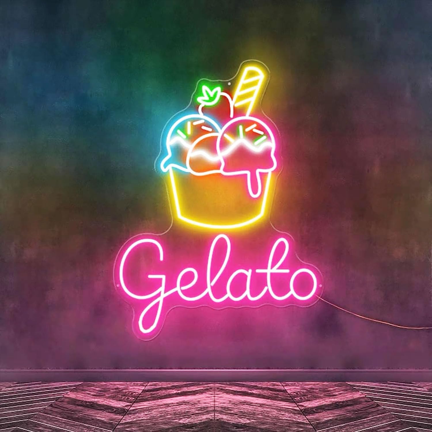 Gelato Neon Sign Ice Cream Shop LED Sign Gelato Open LED Light Custom Large Neon Sign For Coffee Shop Business Led logo Decor Ice Cream Decor. Size:23inches
