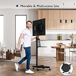 BONTEC Mobile TV Levez-vous, roulez TV Support pour écrans de 23-60 pouces, plancher réglable TV Support avec roues de verrouillage et plateau média, Compatible avec VESA 100x100mm à 400x400mm, Ça tient jusqu'à 88 Lbs, noir