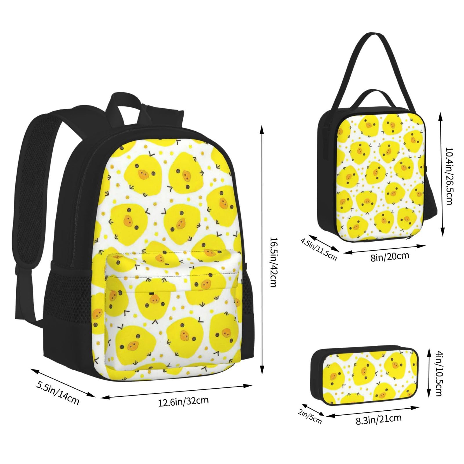 Zaino, borsa portapranzo, astuccio, set da 3 pezzi, per lavoro e
