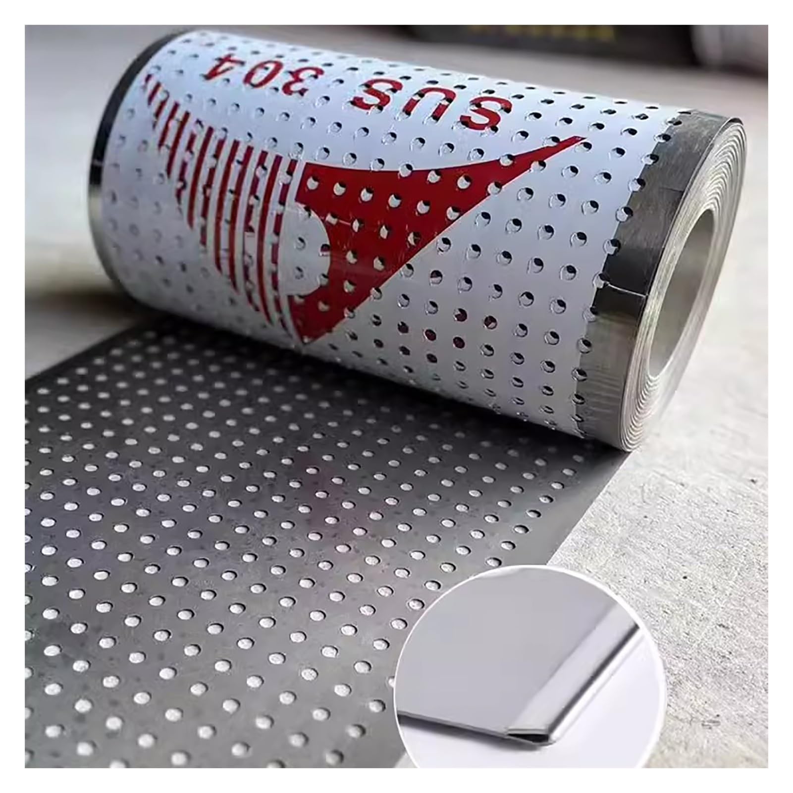 HYQOUKLR Metal Mesh Sheet Screen, 304 SS Anti-Theft Perforated Sheet Silver Multiple Sizes 0.35mm 8mm 10mm Decorative Screen(59x900cm)