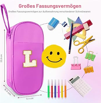 Pencil Case Pink L 2 Compartments Large for Girls Teenagers