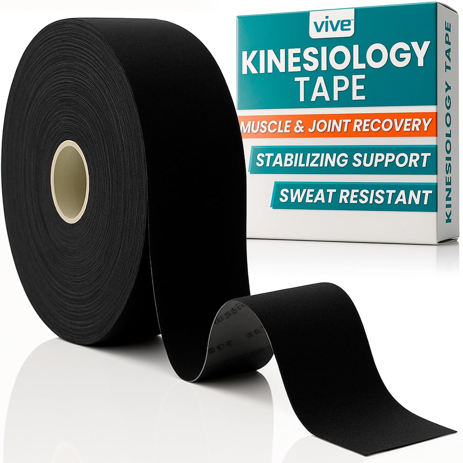 Vive Kinesiology Tape (105 Feet) - Therapeutic Athletic Support Tape - Uncut Kensio Roll - Muscle and Joint Recovery for Shoulder, Back, Knee, Elbow and Ankle Pain Relief - Waterproof for Sports