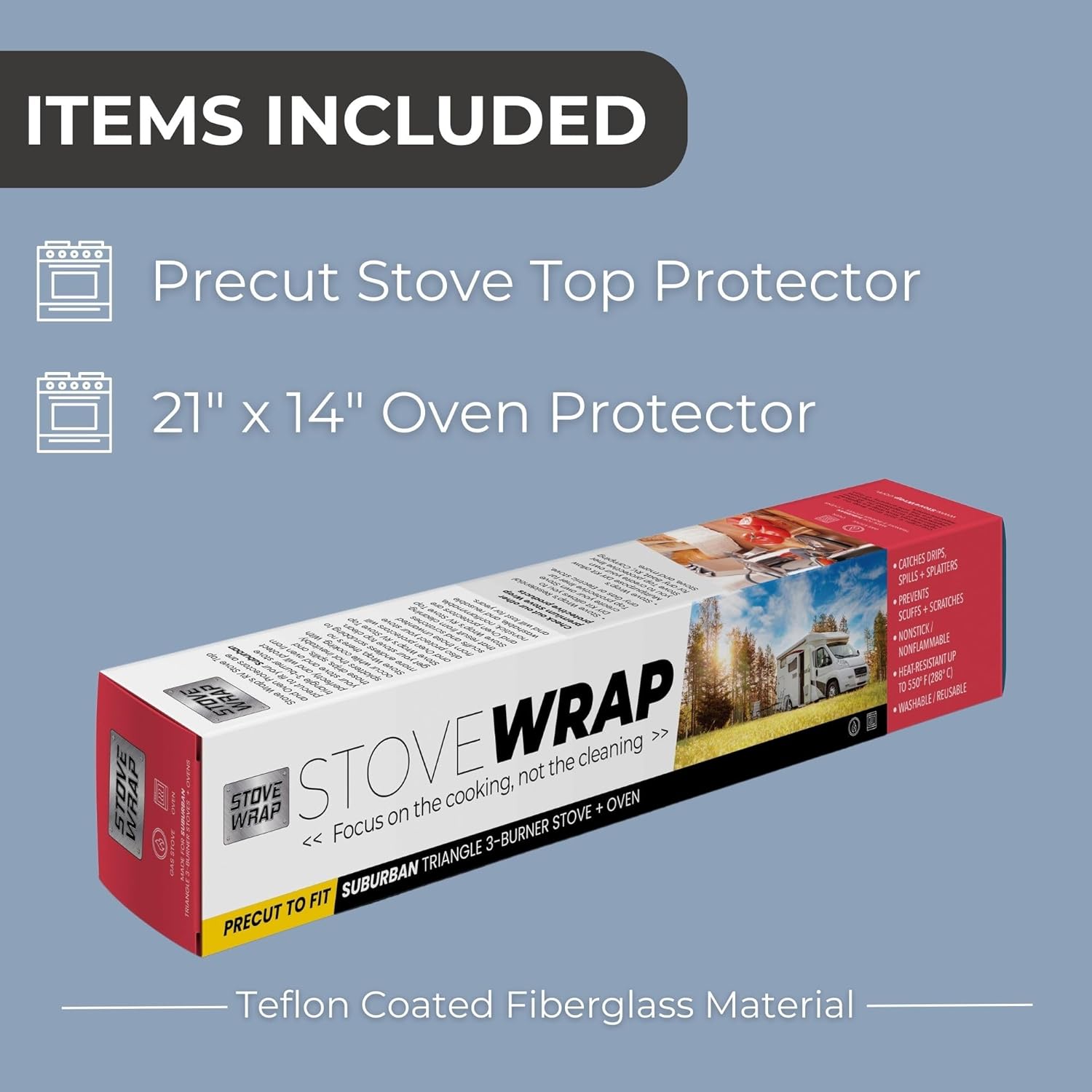 STOVEWRAP SWRV400 Stove Cover/Protector & Oven Liner - Precut to fit Suburban Triangle 3 Burner Stoves ONLY - Easy Clean/Heat Resistant - Nonstick/Washable/Reusable/Long Lasting