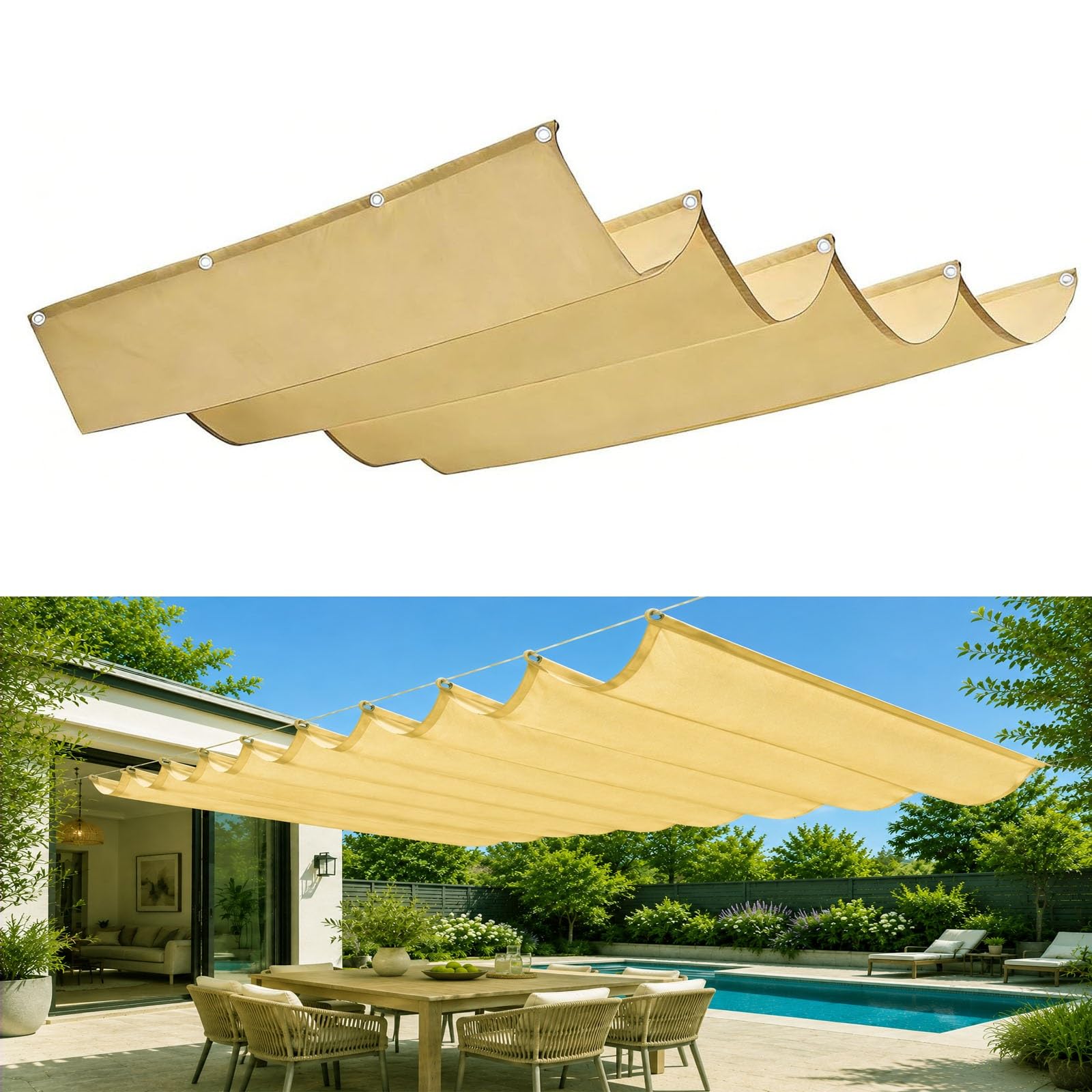 Voile d'ombrage rétractable contre la chaleur de la terrasse avec tissu respirant