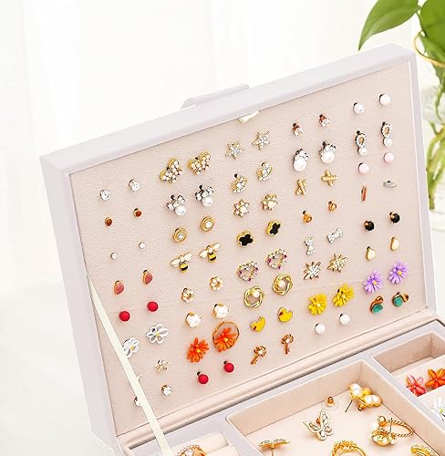 Vista 8 de Joyero para aretes para niñas, collares, anillos, caja organizadora de aretes para niñas, caja organizadora de aretes, caja organizadora de joyas