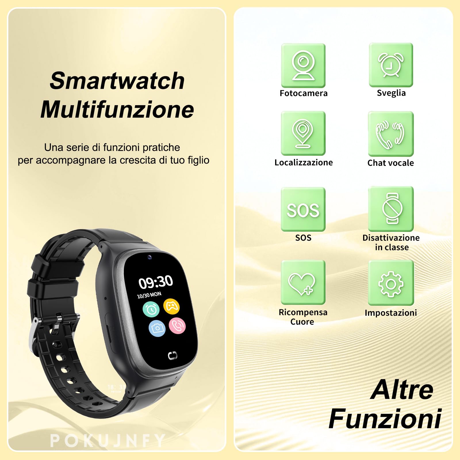 Smartwatch Bambini GPS Telefonate Chat SOS Contatti Sveglia | Giochi IP68 Impermeabile Modalità Classe Digitale Orologio Smartwatch Bambini Bambino Bambina Compleanno Regalo