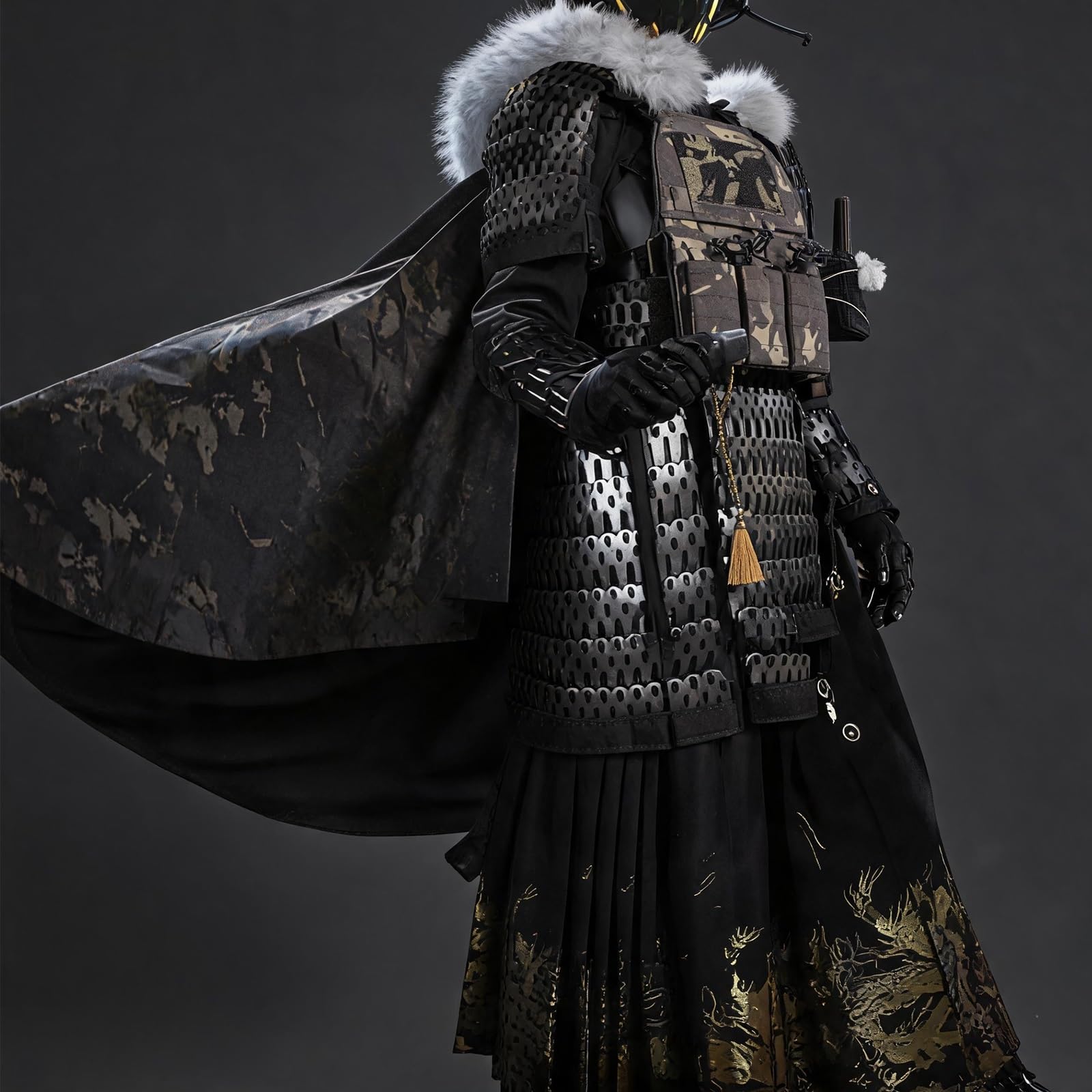 Samurai-Taktikrüstung, Taktischer Rüstungsschutz Komplettset | Mittelalterliche Kampfrüstungsausrüstung Cosplay, Schulterpanzer, Rüstungsrock, Schrittprotektor, Ausrüstungsanzug