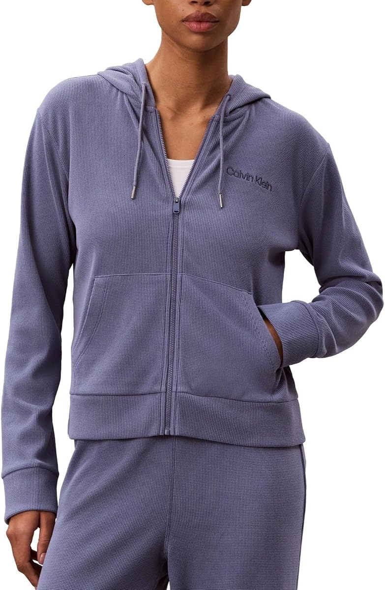 Calvin Klein Icon Sport Waffle Sudadera con capucha y cremallera completa para mujer
