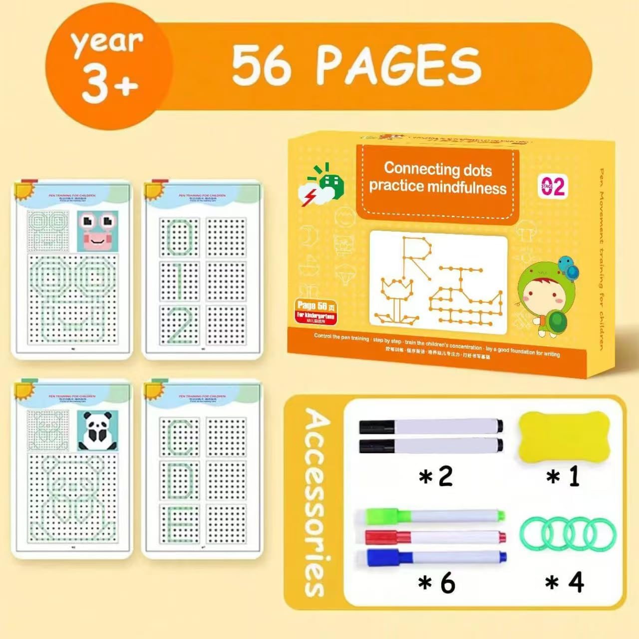 Scribble Smart Workbook, Handwriting Practice Workbook, Pen Control and Tracing Book Wipe Clean, Little Curious Mind Scribble Smart Reusable Workbooks for Kids(Complete Set)