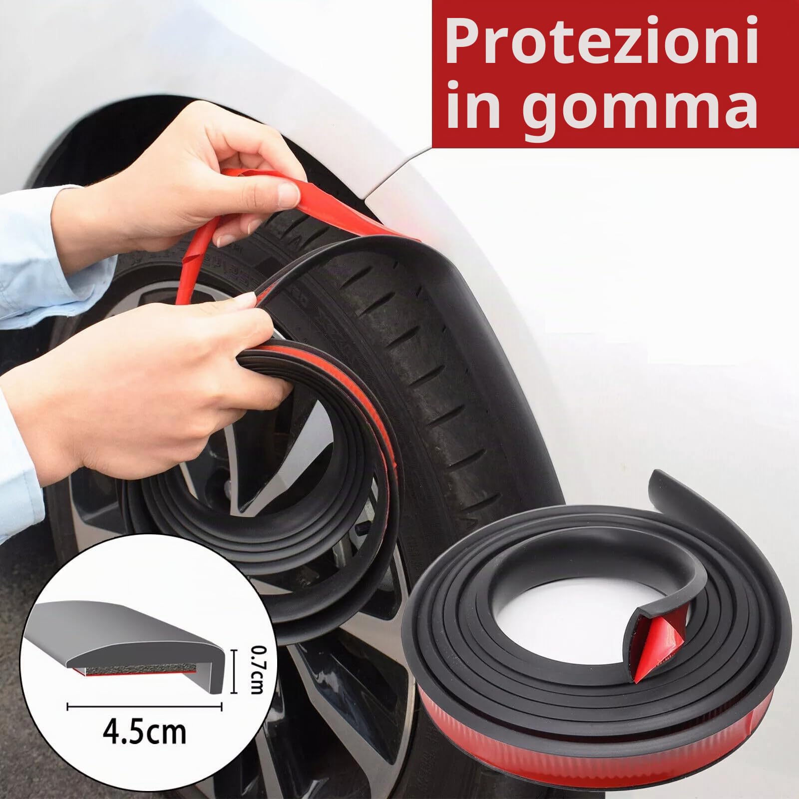 Parafanghi universali 1,5 m x 4,5 cm per auto, forma a fiocco, protezione e decorazione, 2 pezzi