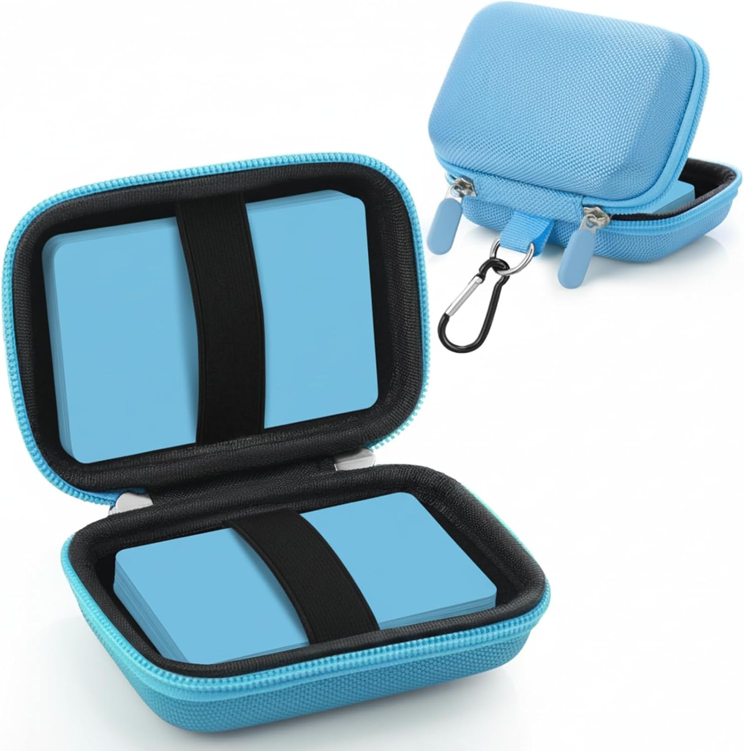 Sanwuta 2 Pcs Travel Card Games Case Playing Card Case EVA Hard Protective Storage Carrying Bag for Classic Playing Box Not Including Cards (Blue)