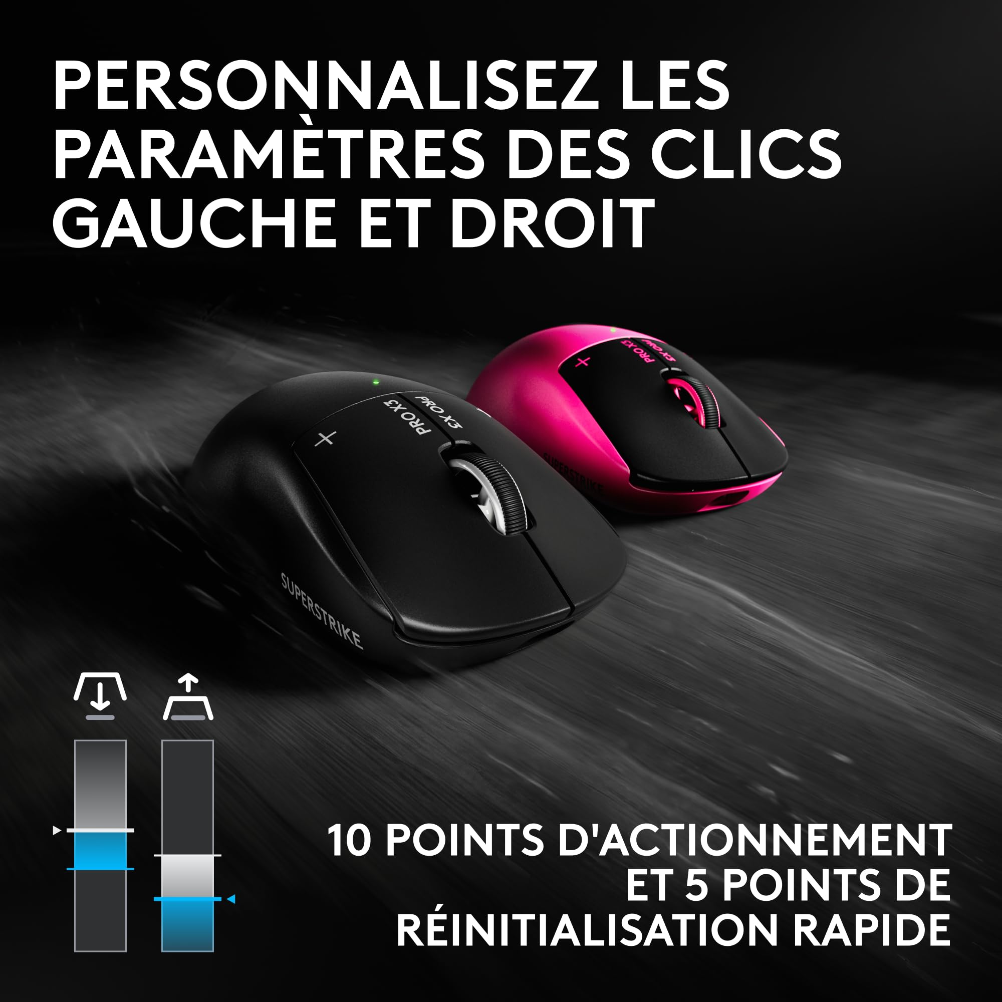 Logitech G Pro X3 SUPERSTRIKE, Ultra-légère, Boutons programmables, Lightspeed, PC, Mac. Exclusivité Amazon : Souris de Jeu Pro X3 SUPERSTRIKE sans Fil Lightspeed