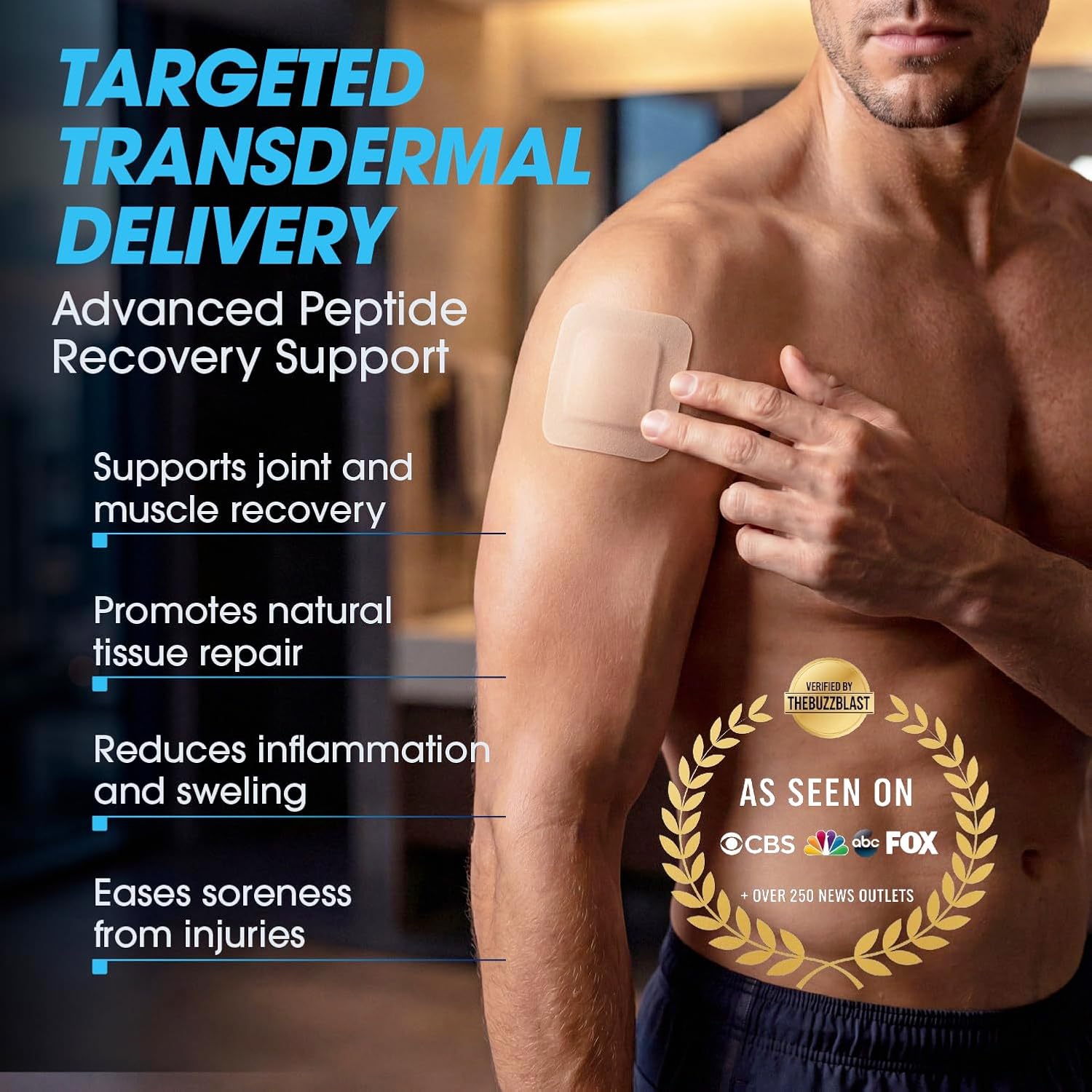 Peptide Recovery Patch - Transdermal Wellness Patch for Muscle & Joint Recovery - Wearable Fitness Recovery Support (10 Pack)