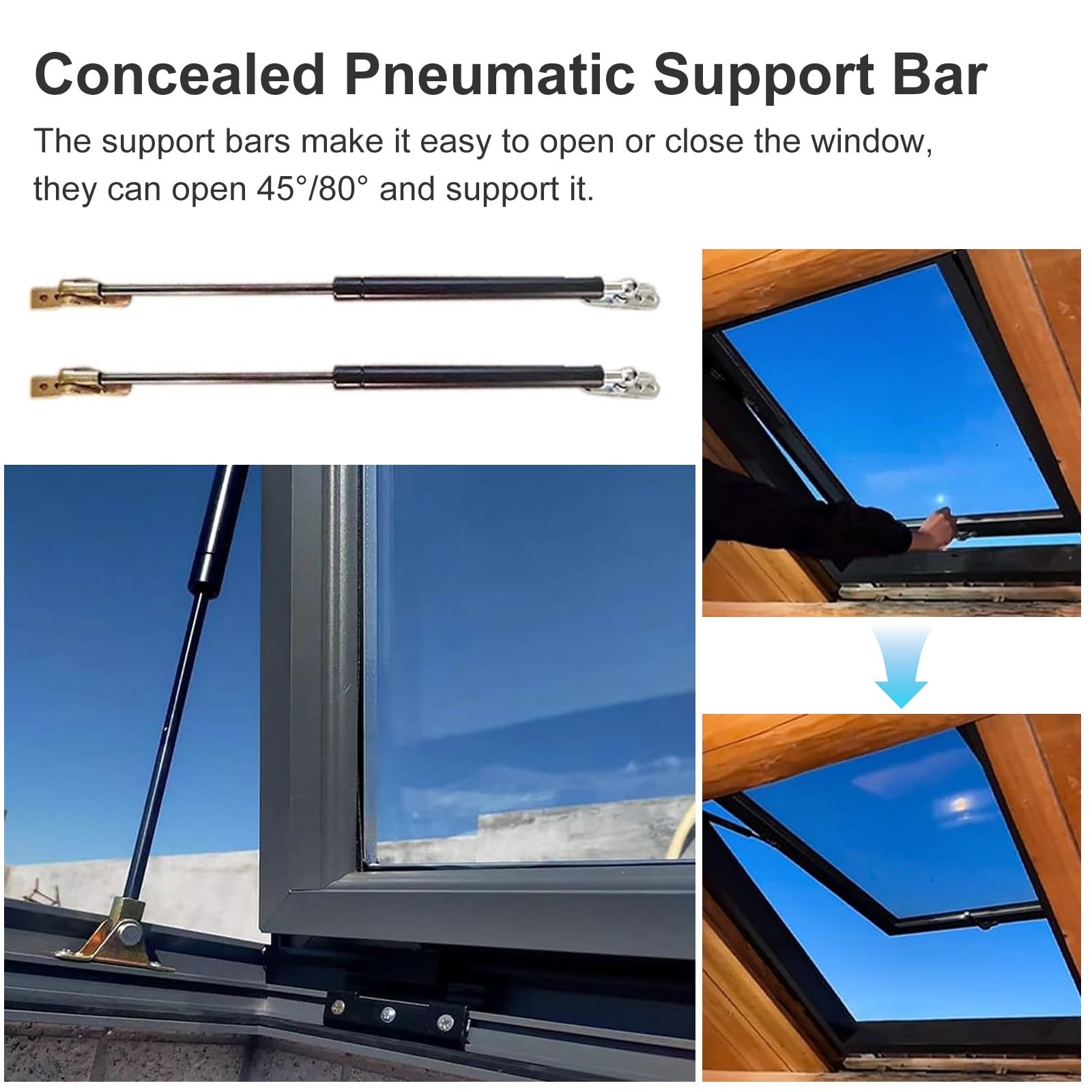 Ventana Skylight - Reemplazo de ventanas de tejado para casas - Ventana de sótano altamente sellada con drenaje - Escotilla de techo con ventana manual para ático/sala de sol(45°,LxW 95x60cm/37.4x23.6