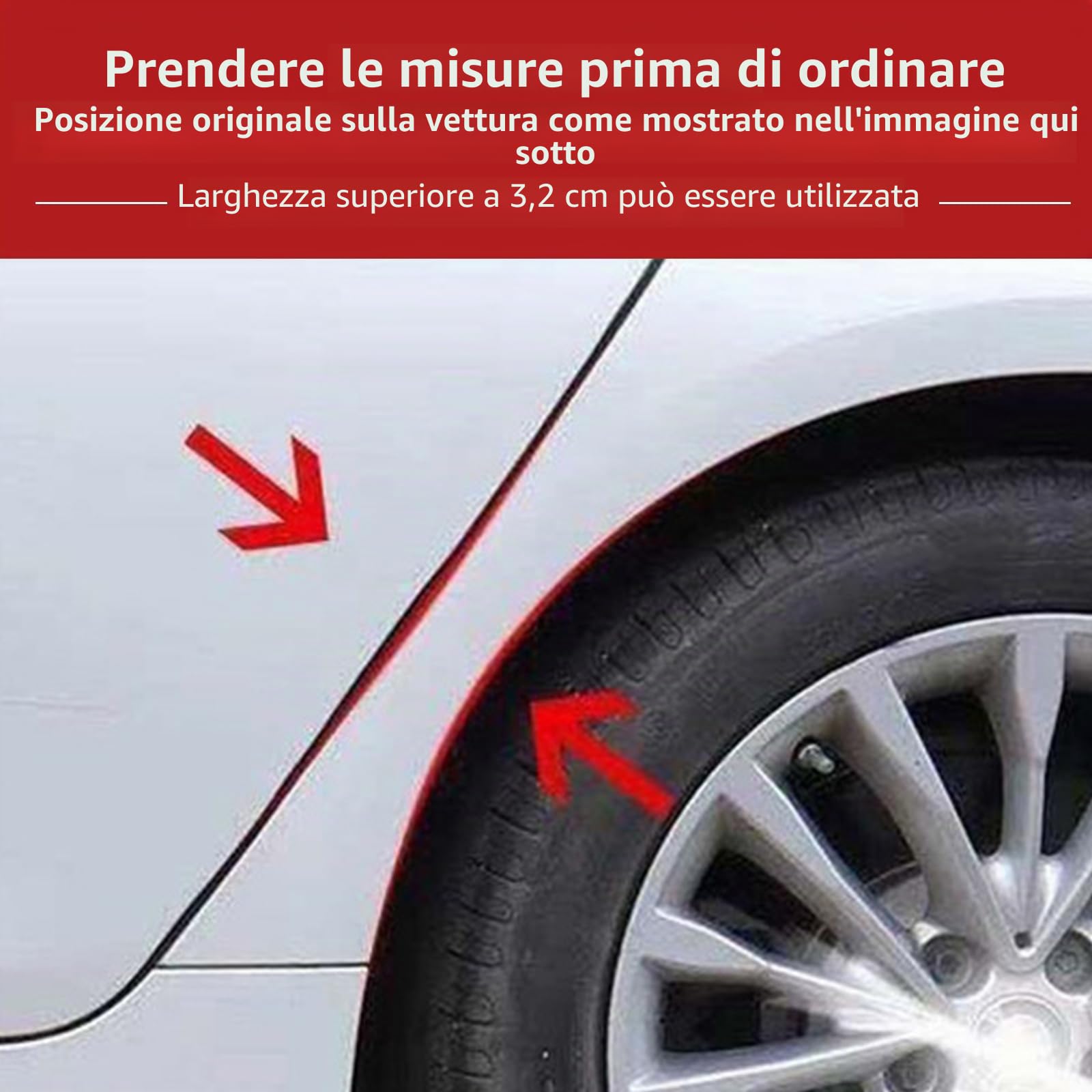 Parafanghi universali 1,5 m x 4,5 cm per auto, forma a fiocco, protezione e decorazione, 2 pezzi