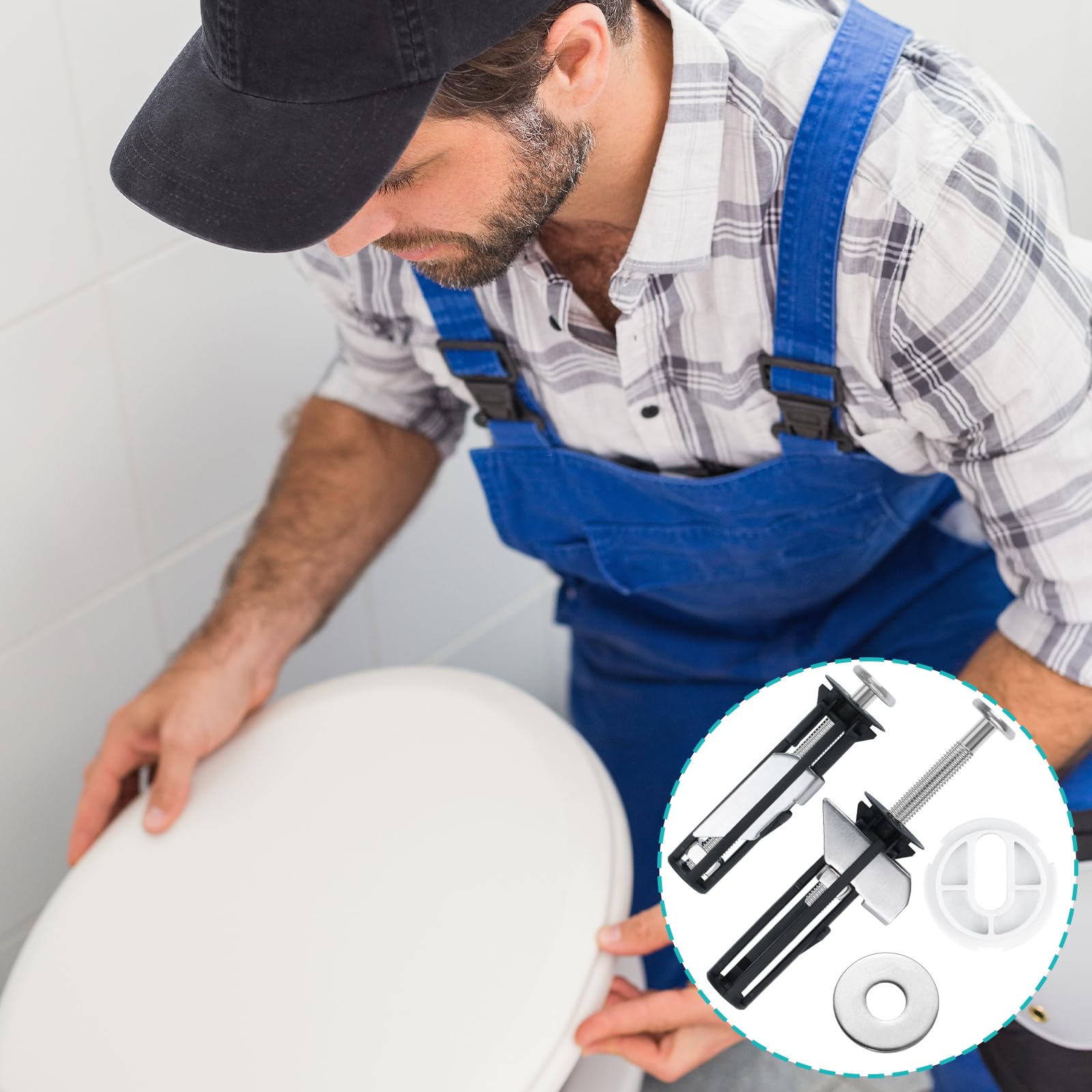 Nuovo Kit di Bulloni per Sedile WC 4 Pezzi, Universale Lungo, Vite Dado in Acciaio Inox Antiruggine di Alta Qualità, Accessori per Manutenzione Coperchio Toilette, facile da installare