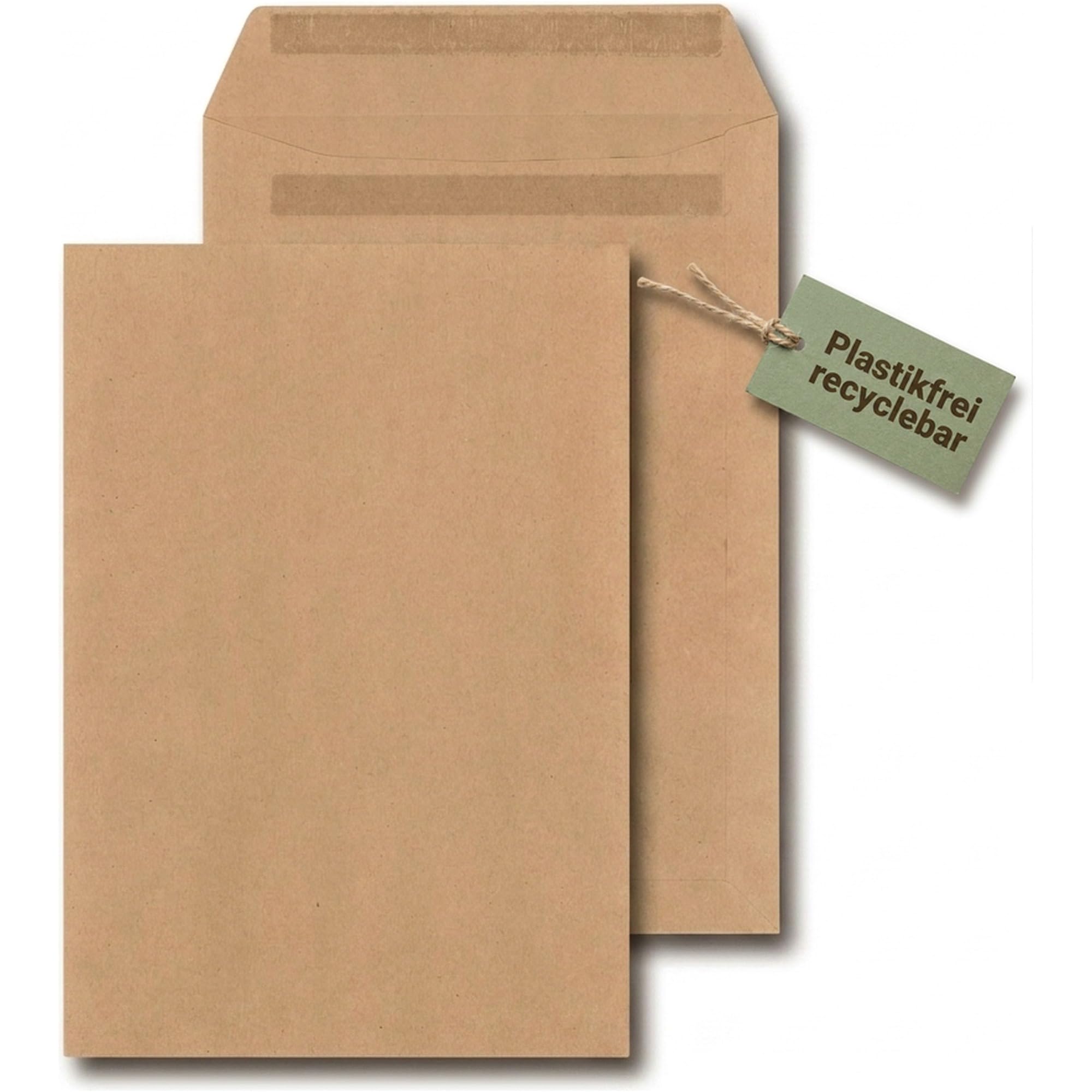 KK Verpackungen Versandtaschen DIN B4 | 1000 Stück, 250x353 mm Briefumschläge selbstklebend | 110 g/m² Mischnatron Braun | Kuvert ohne Fenster für Dokumente, Bewerbungsunterlagen
